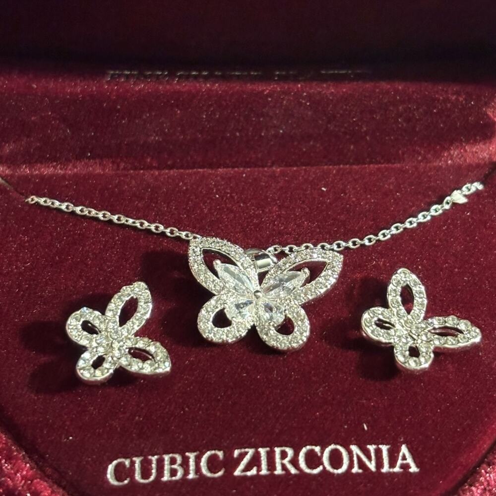 Craft Silver Cubic Zirconia Butterfly Necklace in Silver - Picture 3 of 4